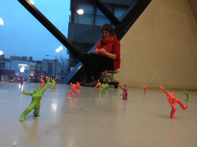 Colourful little people by Eliza Freespirit as exhibited in the 100% Nude exhibition